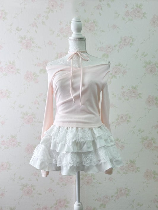 GRL Side String Tie Drape Top (Baby Pink)