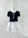 Ruffled Lined Shoujo Top (Black)