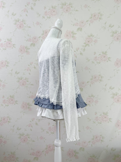 GRL Cotton Floral Embroidery Camisole (Blue)