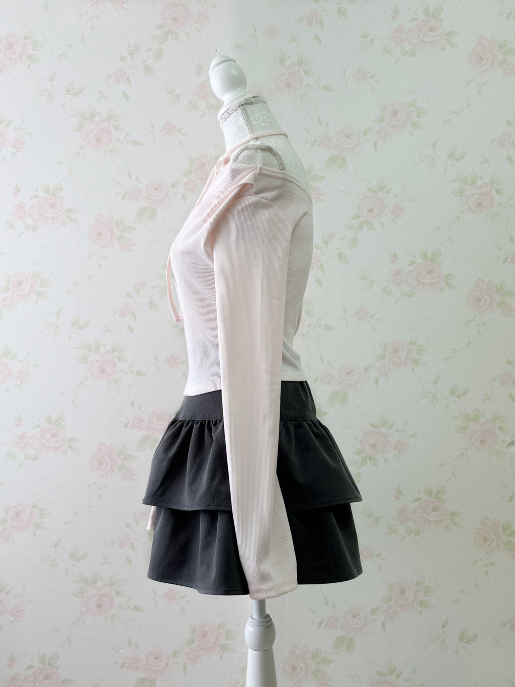 GRL Shoujo Tiered Skirt (Gray)