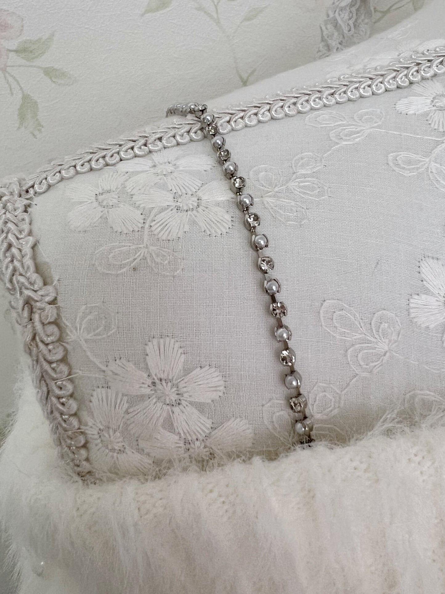 one after another NICE CLAUP Off Shoulder Pearl Sweater (Ivory)