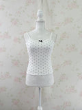 Lace Bow Polka Dot Camisole With Cups (White)