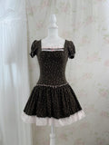 (Pre-order) passion room Petite Floral Doll Dress (Brown)