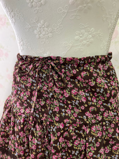 INGNI Petite Floral Layered Skirt (Brown)