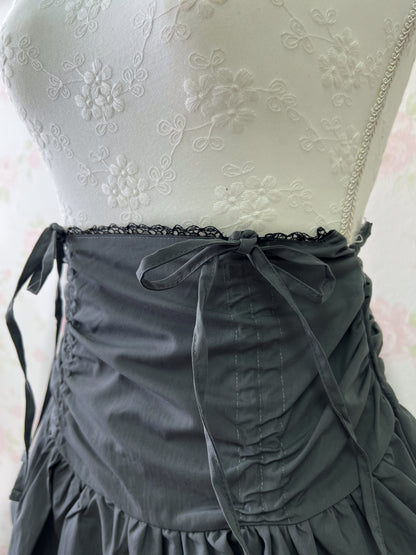 GRL Drawstring Coquette Skirt (Charcoal)