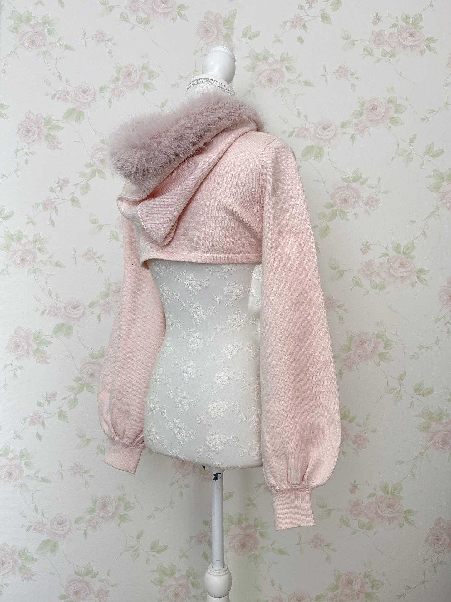 apres jour Eco Fur Short Hoodie (Pink)