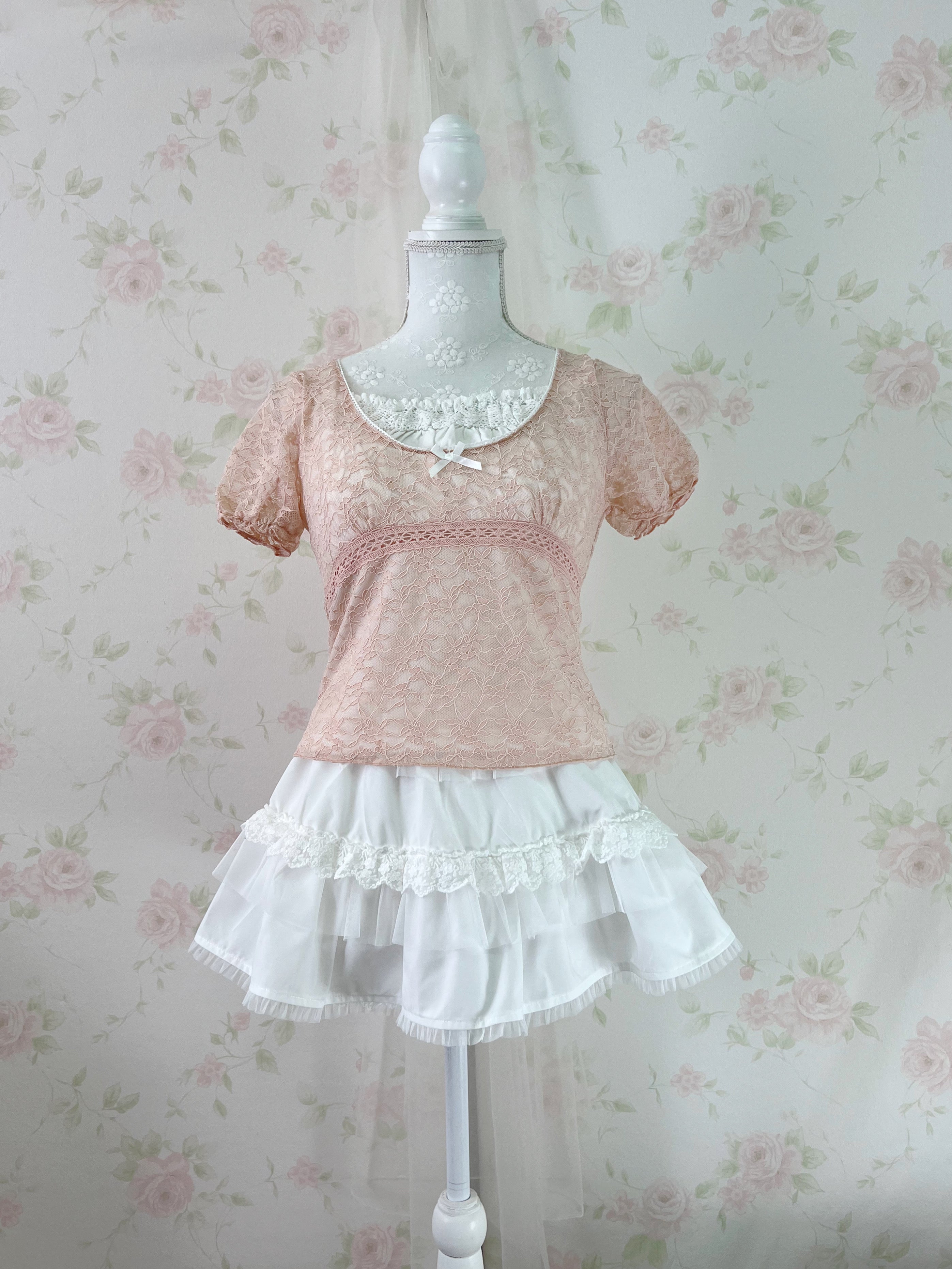 Tulle Lace Shoujo Skirt (White)