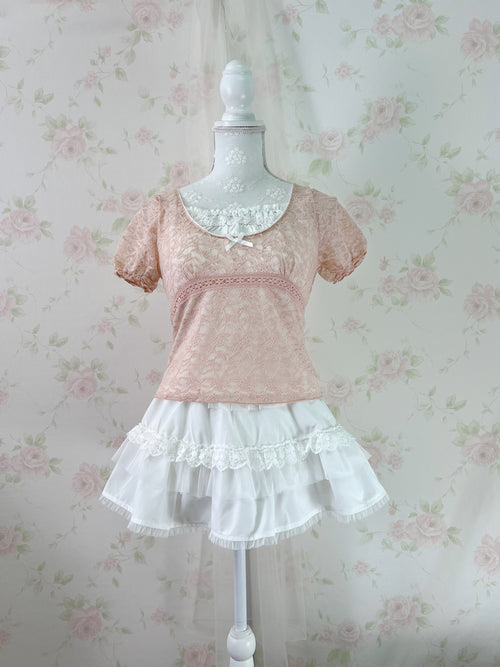 (13%OFF)Lacy Shoujo T-Shirt (Peach Pink)