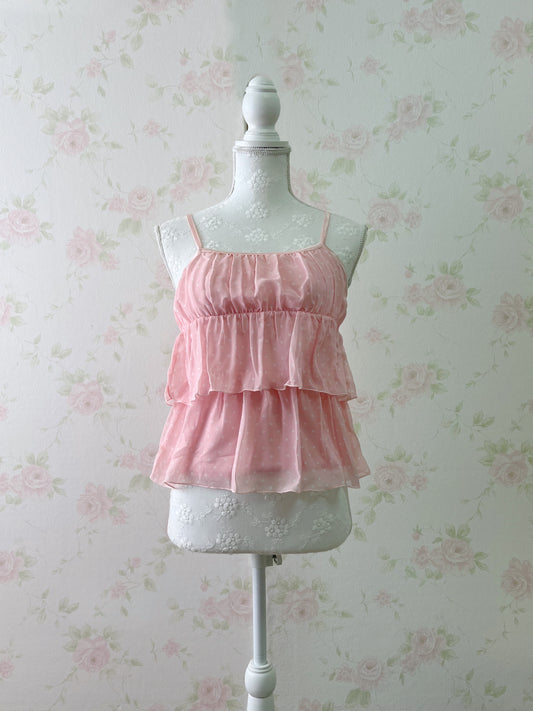 Polka Dot Tiered Camisole (Pink)