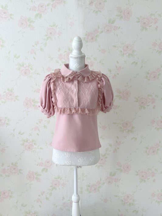 Swankiss Puff Sleeved Dolly Blouse (Pink)
