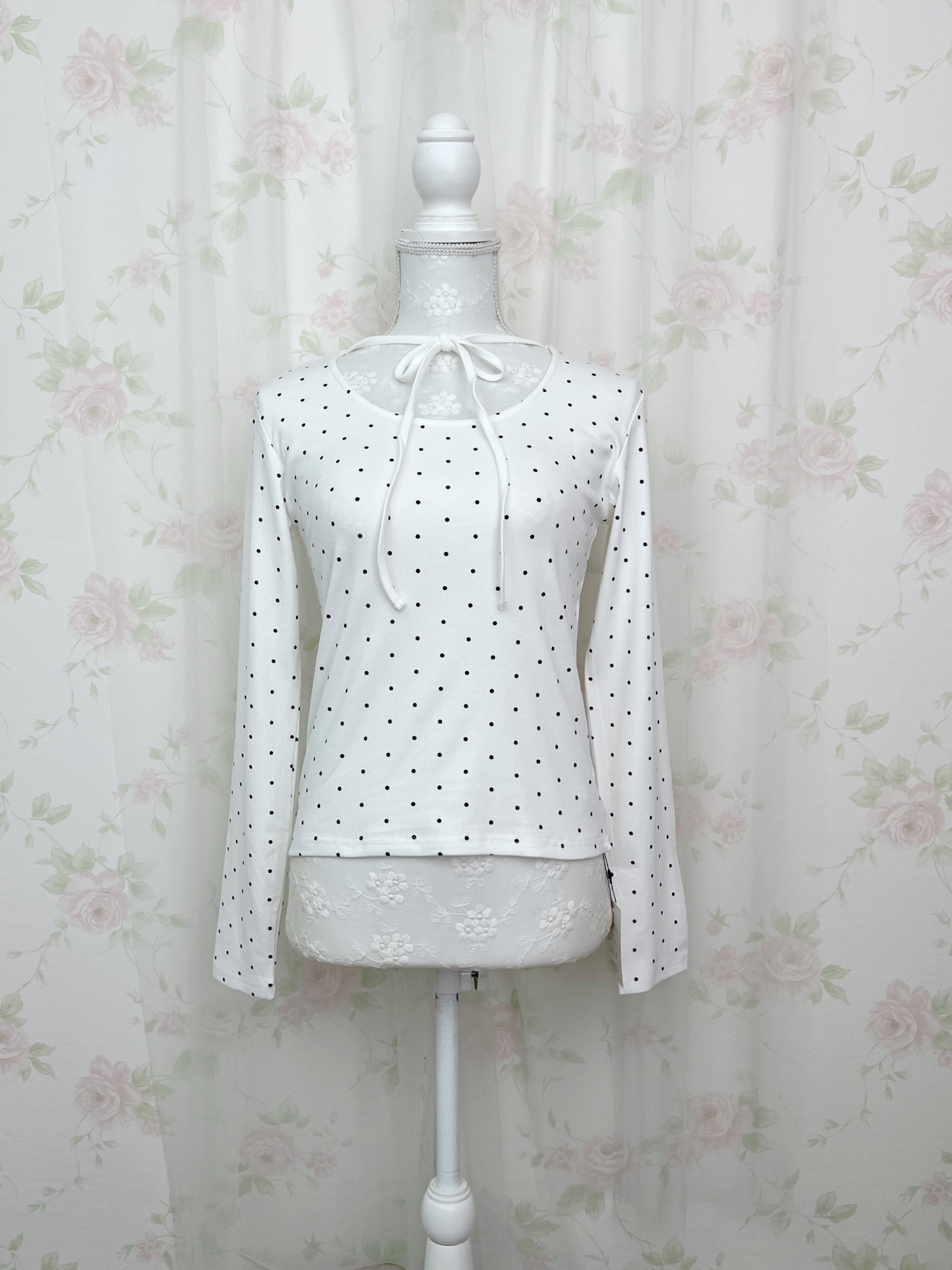 Polka Dot Halter Neck Top (White)