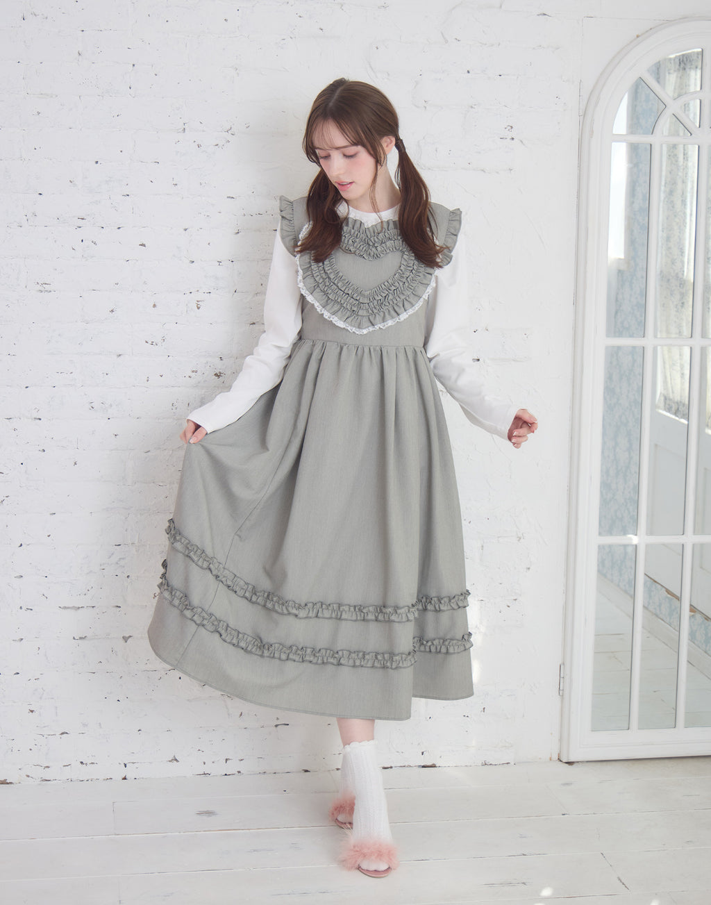 Lolime frill heart long dress