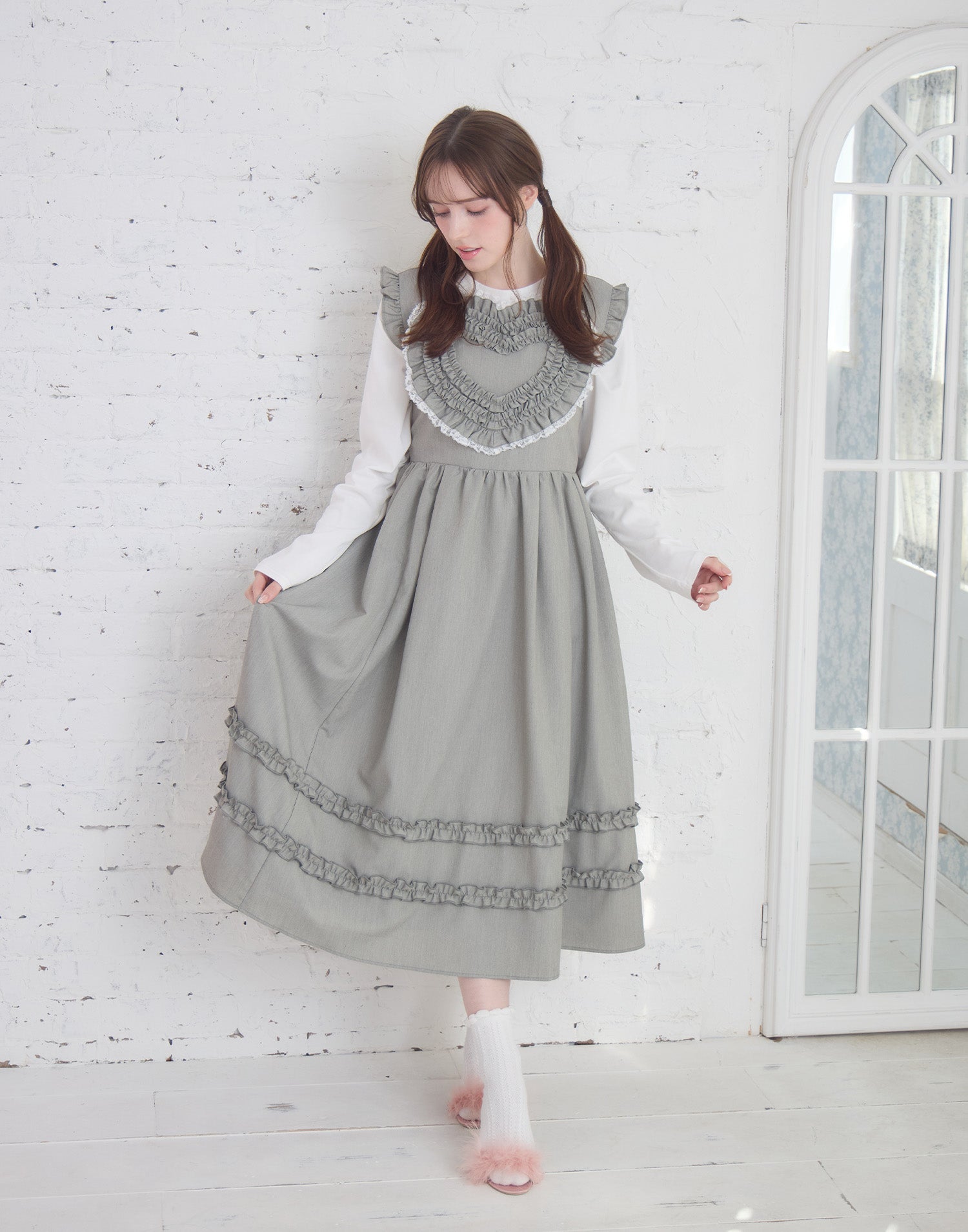 Lolime frill heart long dress