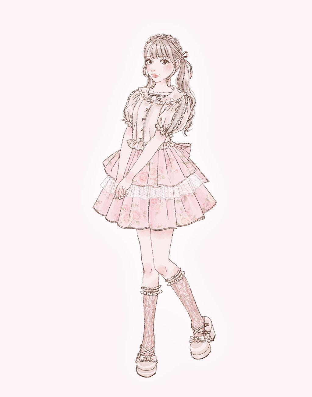 (Pre-order) mellfy memory Love in rosy rose skirt