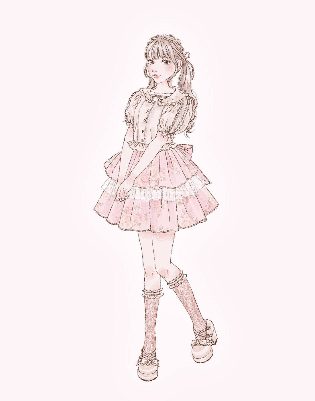 (Pre-order) mellfy memory Love in rosy rose skirt