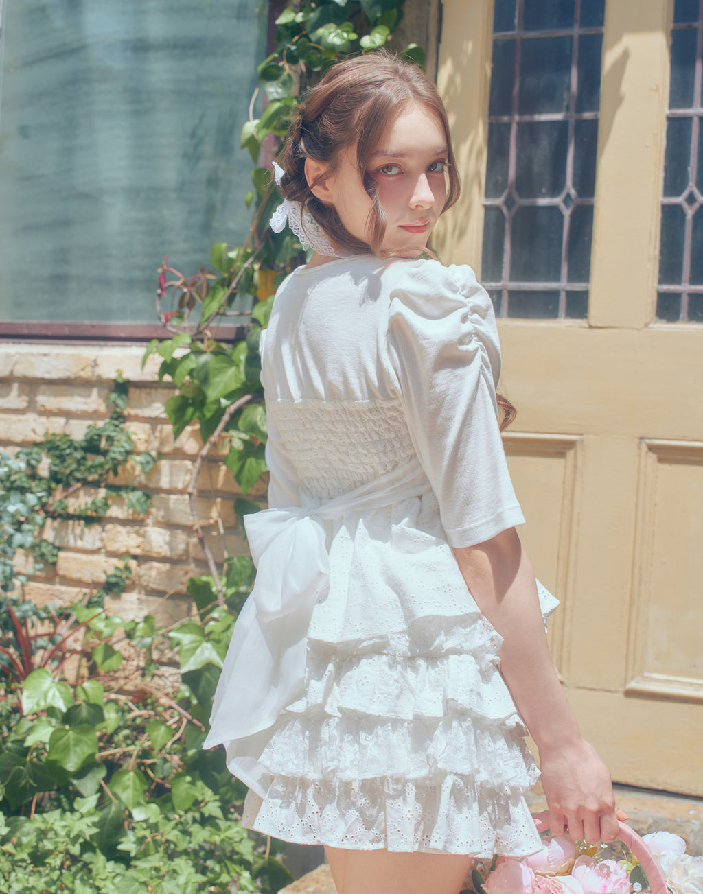 (Pre-order) mellfy memory Milky gingham puff tops