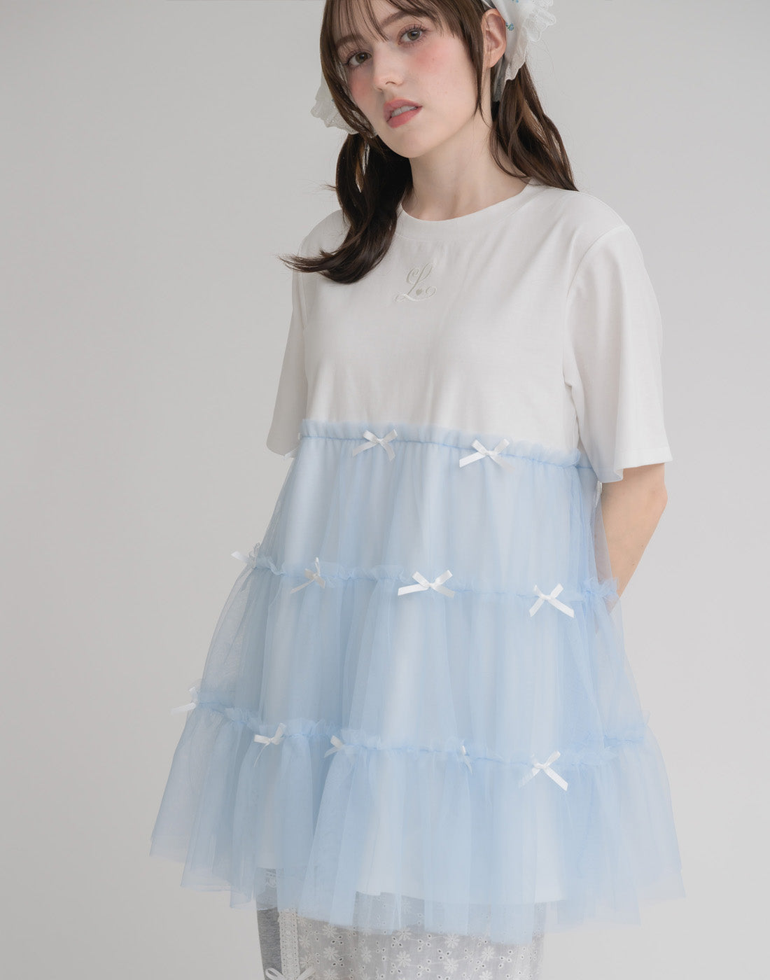 Lolime Tulle tiered cut sew mini dress