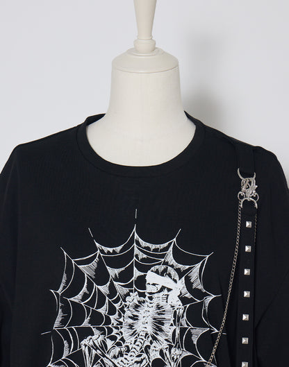 AVENCHUMU Skull illustration print studded cross t-shirt