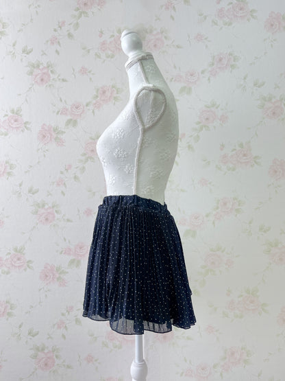 Honey’s Pleated Polka Dot Skirt (Navy)