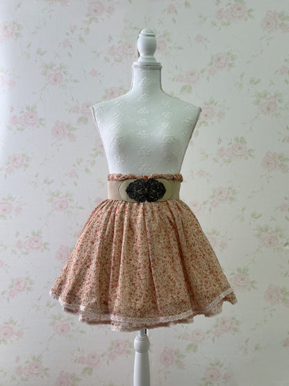 Petite Floral Organdy Skirt With Wide Belt