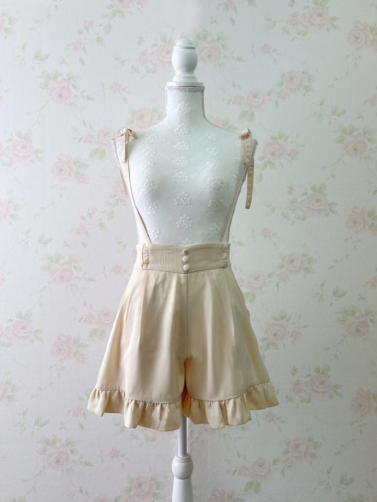 Honey Cinnamon Suspender Ruffled Hem Shorts