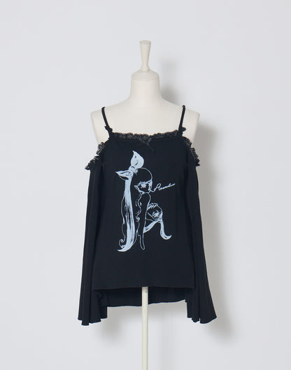 AVENCHUMU ERICO collaboration illustration flare sleeve top