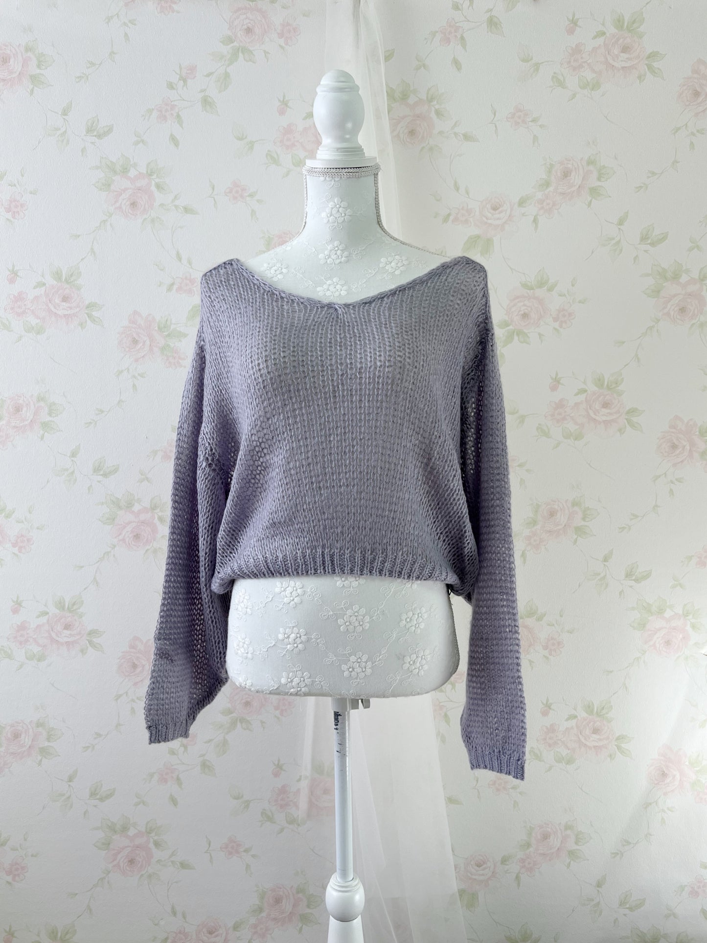 GRL Soft Loose Gyaru Sweater (Purple Blue)