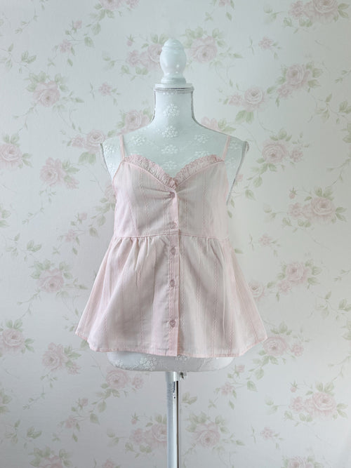(21%OFF) Lace Shoujo Lace Cotton Camisole (Pink)