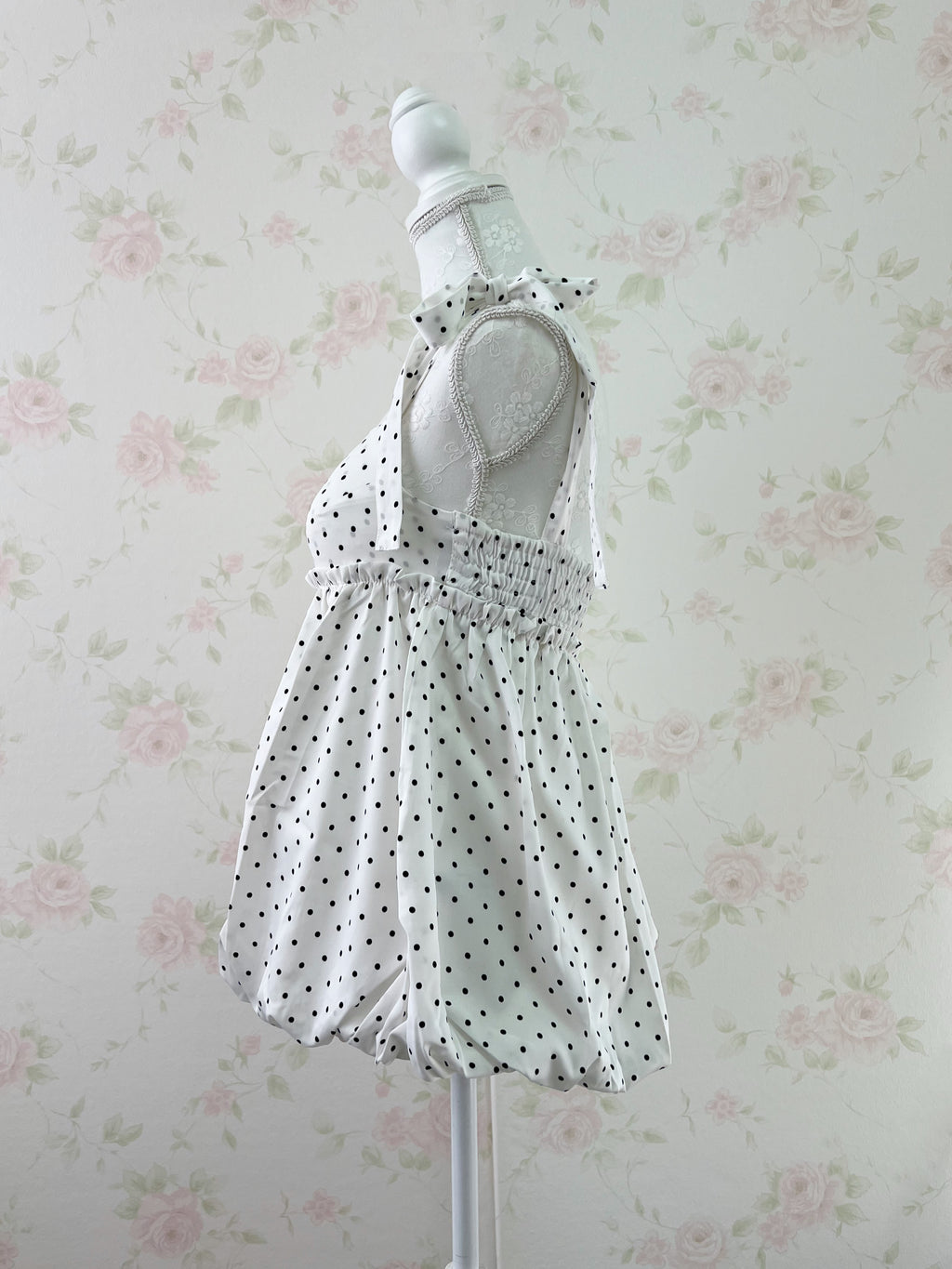 Polka Dot Balloon Camisole Top (White)