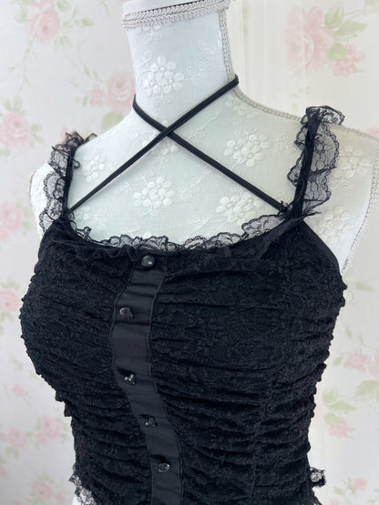 GRL Lacy Halter Neck Camisole (Black)
