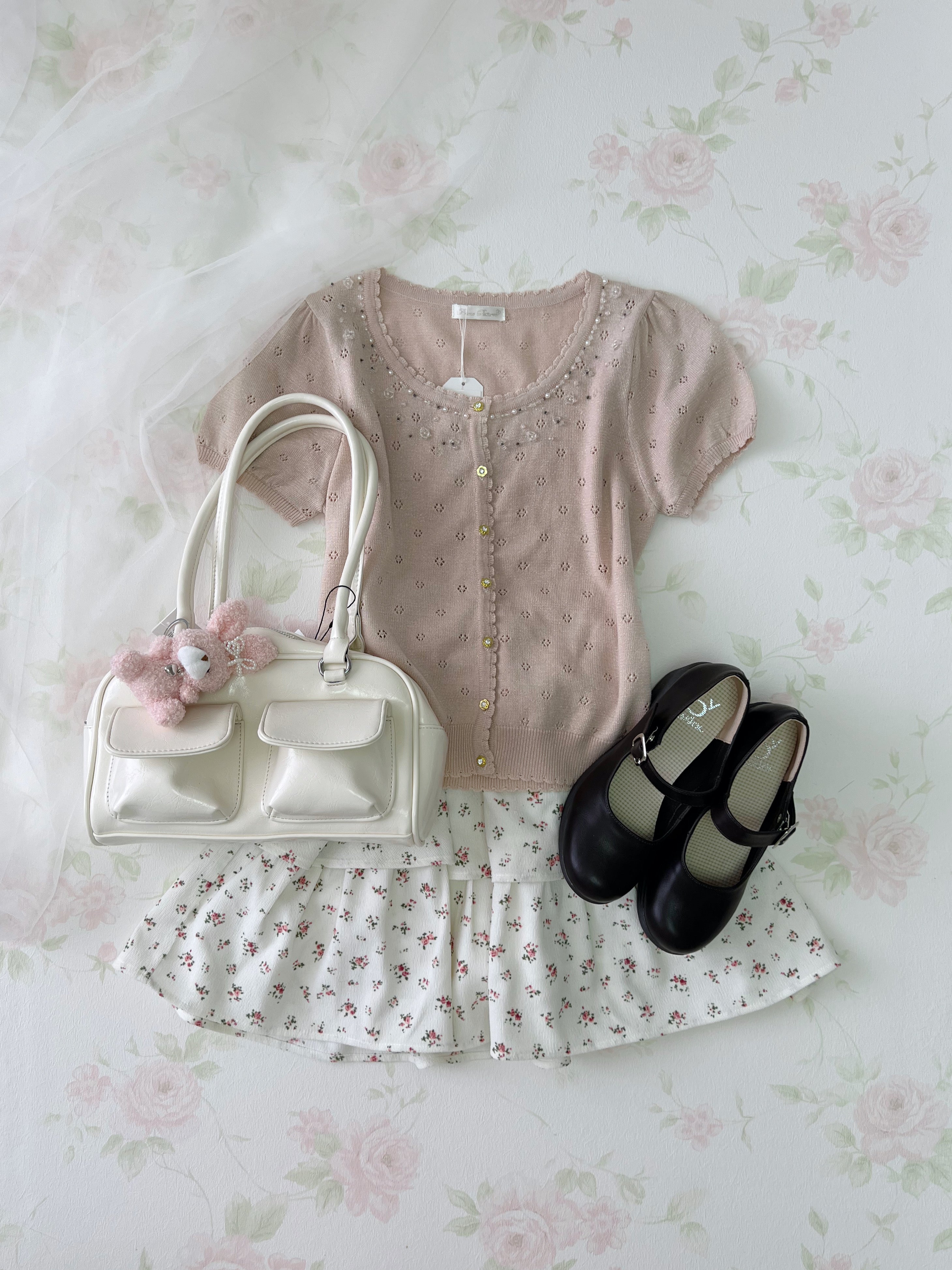 Petite Floral Layered Skirt (white)