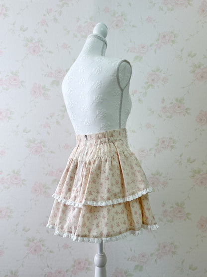 Ank Rouge Petite Floral Skirt (Beige)