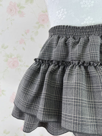 GRL 2 Layered Checked Skirt (Gray)