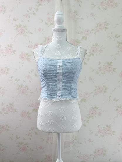 GRL Lacy Halter Neck Camisole (Blue)