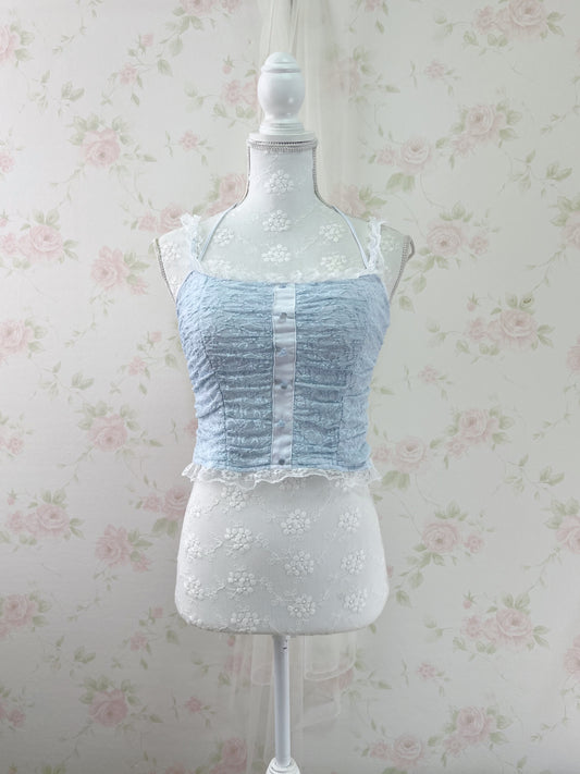 GRL Lacy Halter Neck Camisole (Blue)