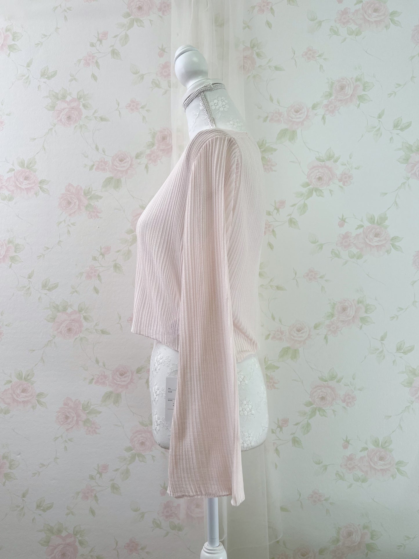 Heart Button Wide Sleeve Cardigan (Powder Pink)