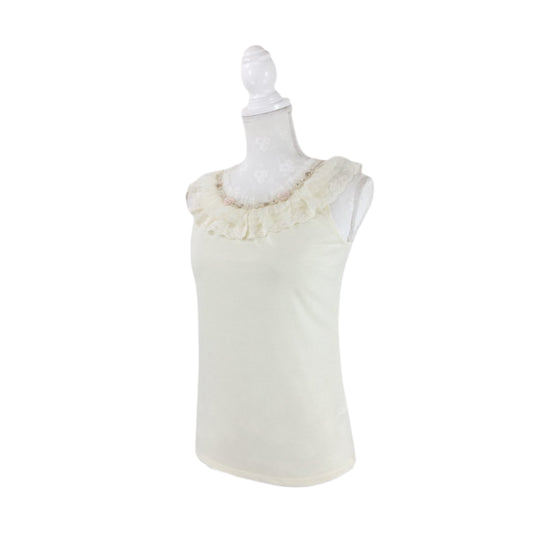 axes femme Rose Pearl Tulle Top (Ivory)