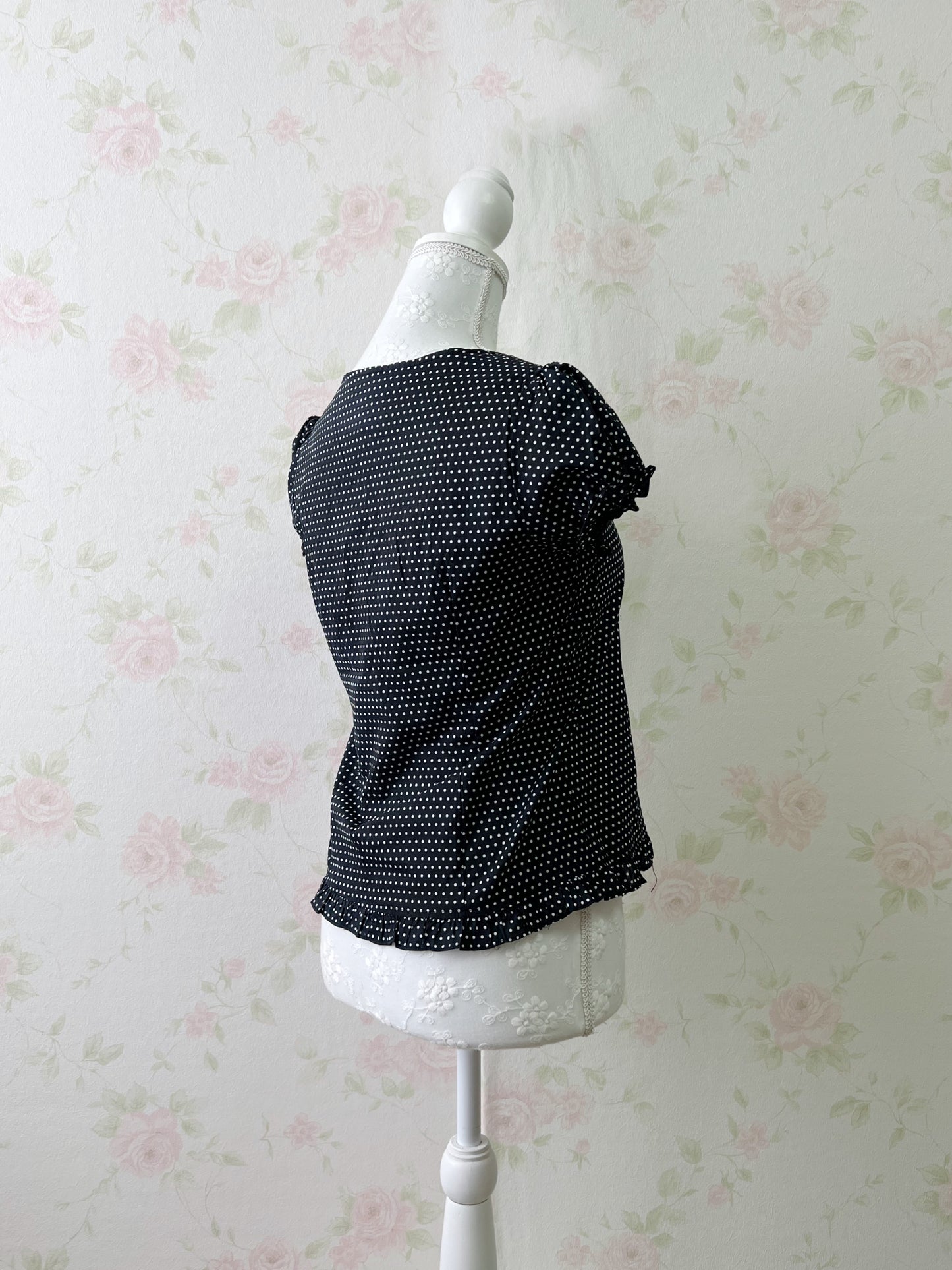 Ank Rouge Polka Dots Blouse (Navy)