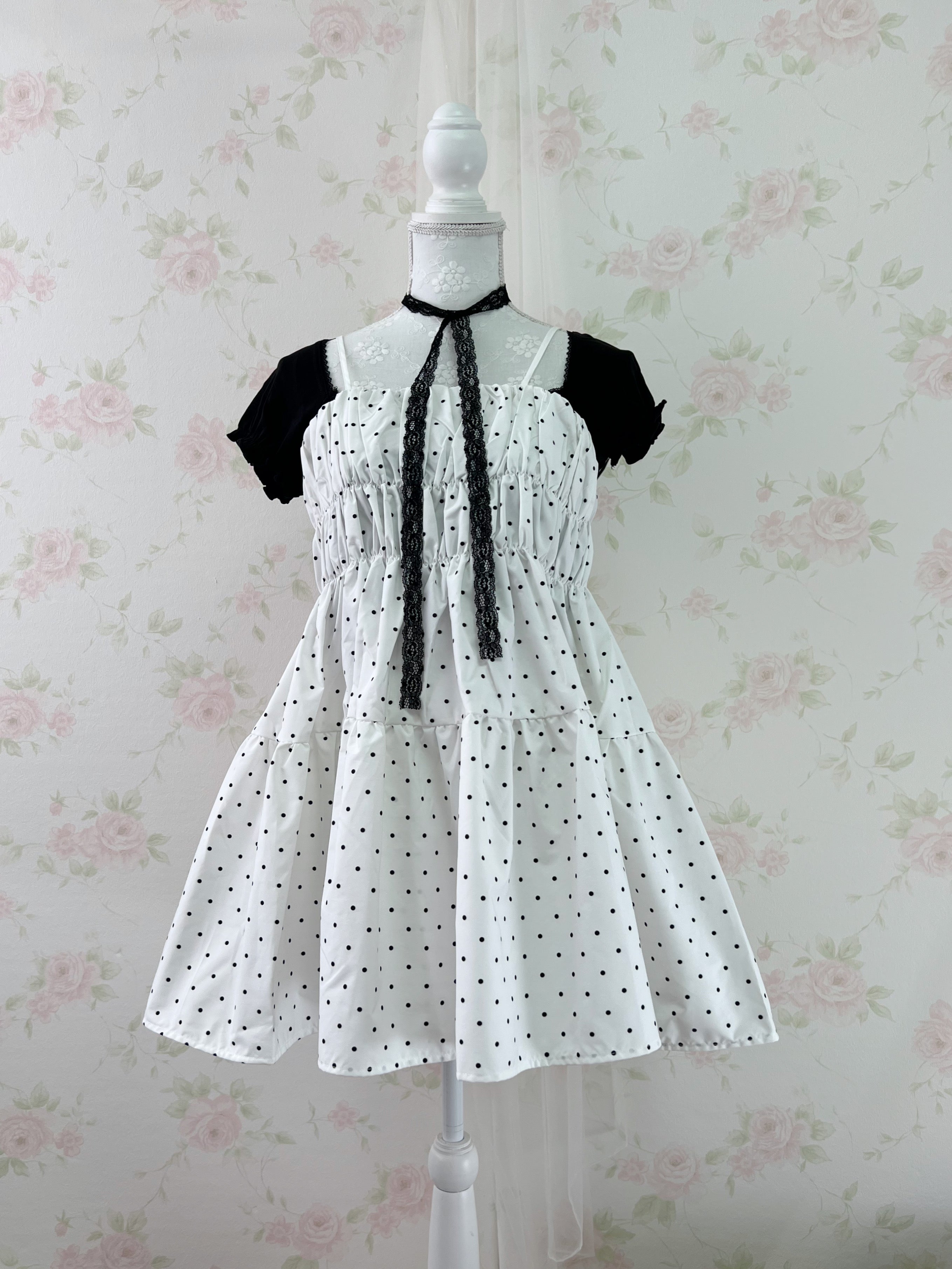 Coca Polka Dot Crispy Fabric Dress