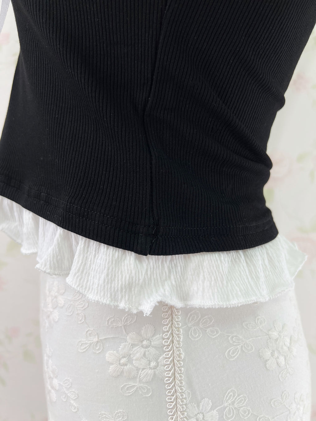 Ruffled Lined Shoujo Top (Black)