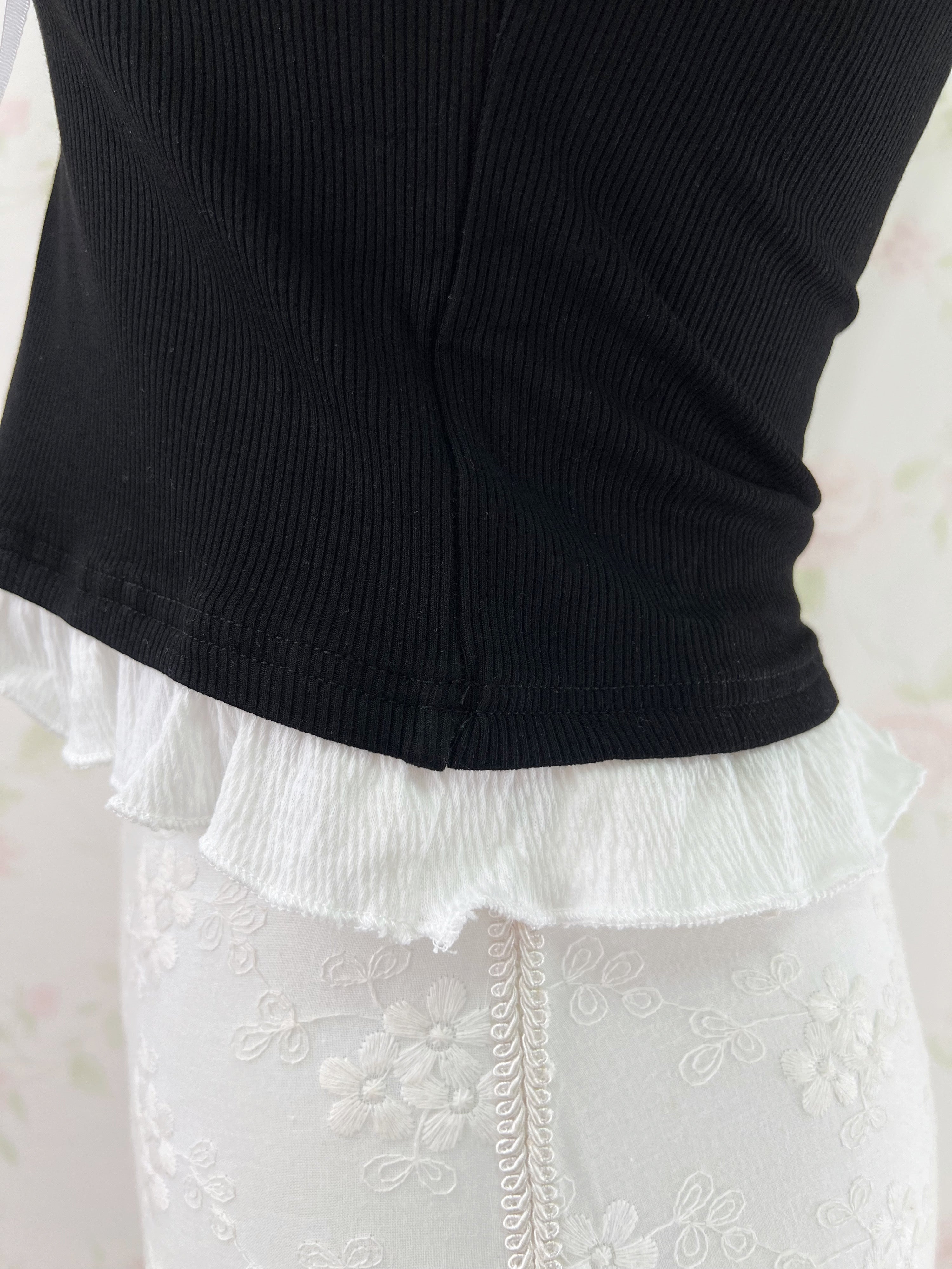 Ruffled Lined Shoujo Top (Black)