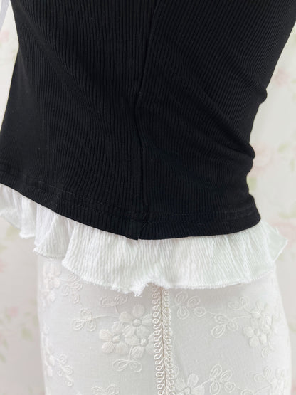GRL Ruffled Lined Shoujo Top (Black)