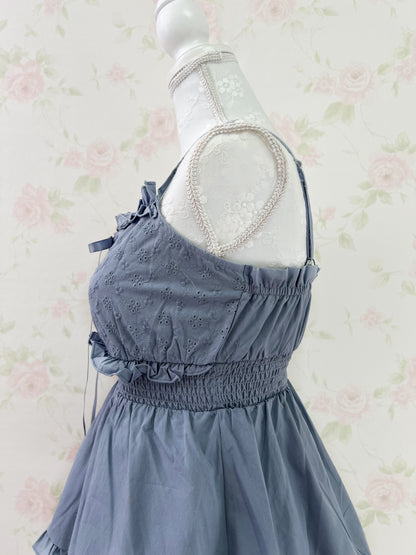 GRL Cotton Floral Embroidery Camisole (Blue)