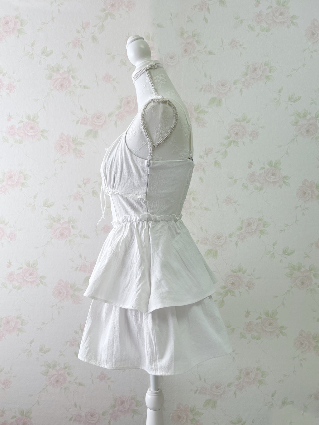 Layered Camisole Summer Cotton Dress (White)