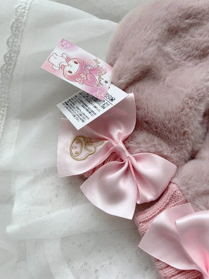 My Melody Mitten Eco Fur Satin Bow Gloves