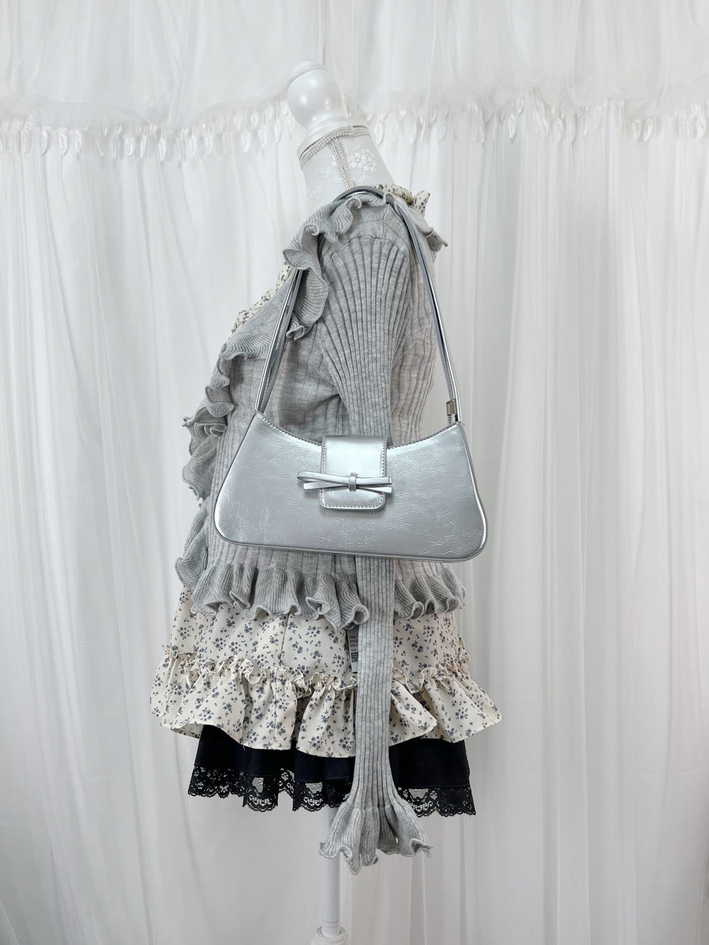 Silver Ribbon Hand Bag