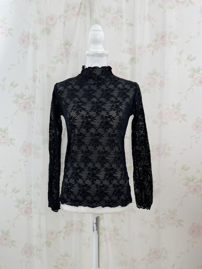 FREAK'S STORE Lace High Neck Top (Black)