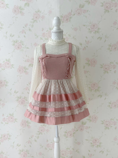 (9% OFF) LIZ LISA Heart Tulle Laced Up Tunic Top (Pink)
