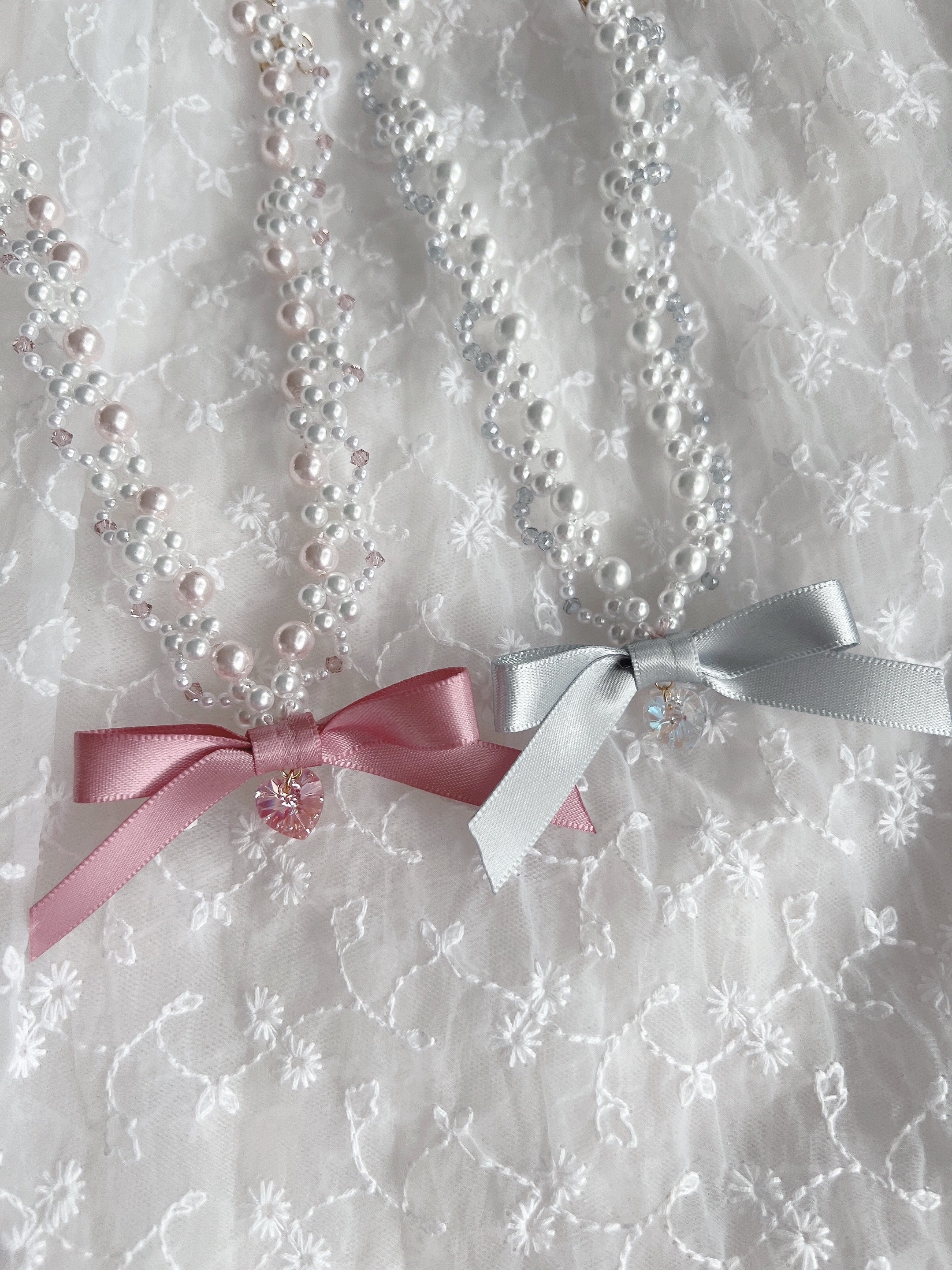 Kirallum Tokyo Ribbon Kirakira Heart Pearl Necklace