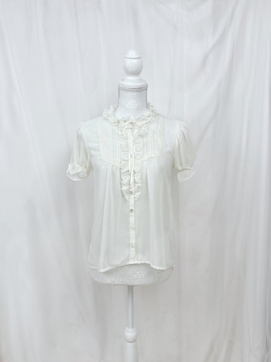 L’EST ROSE Classical Chiffon Blouse (Ivory)